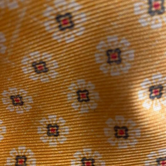 NEW kiton golden yellow print 100% silk mens neck tie